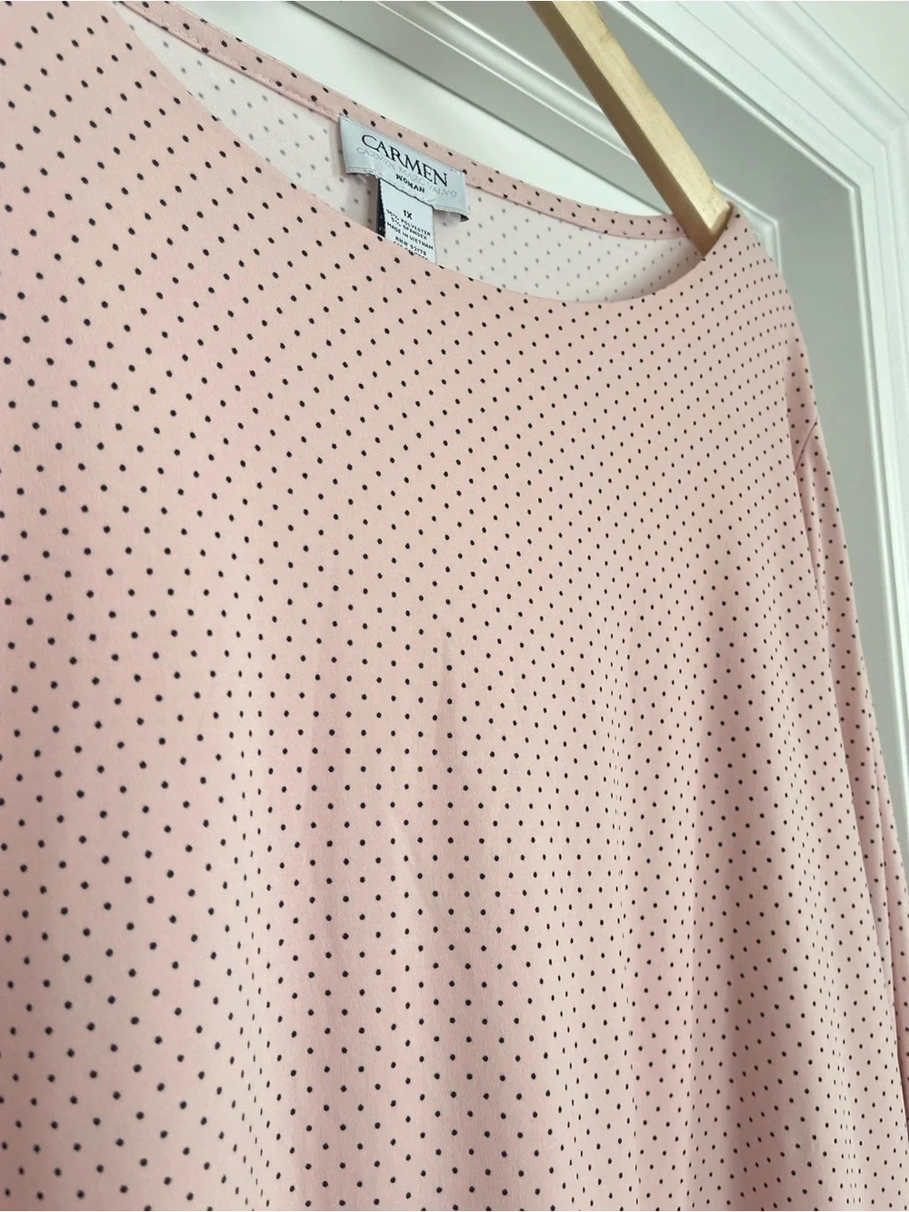 Carmen Light Pink Polka Dot Bell Sleeve Top - Picture 3 of 3